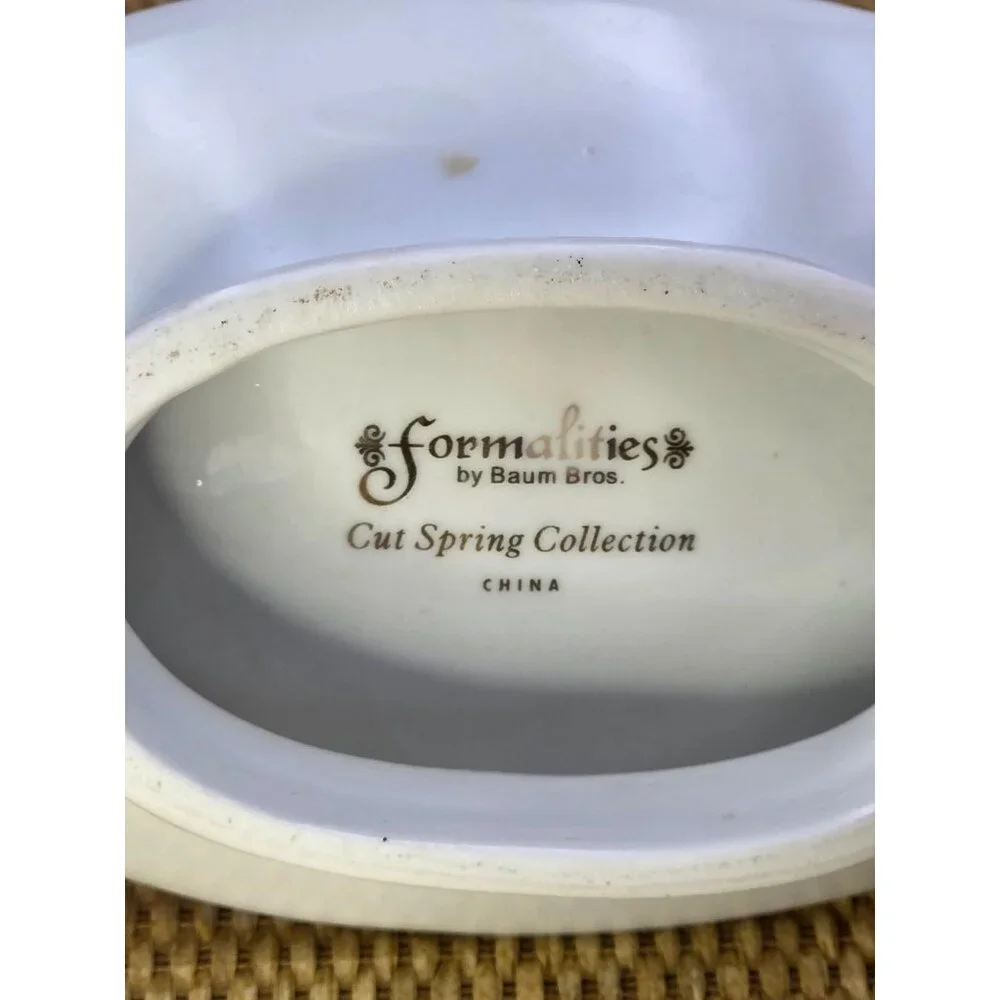 Baum Bros Porcelain Toothbrush Holder & Soap Dish‎ Floral Design Bathroom Decor